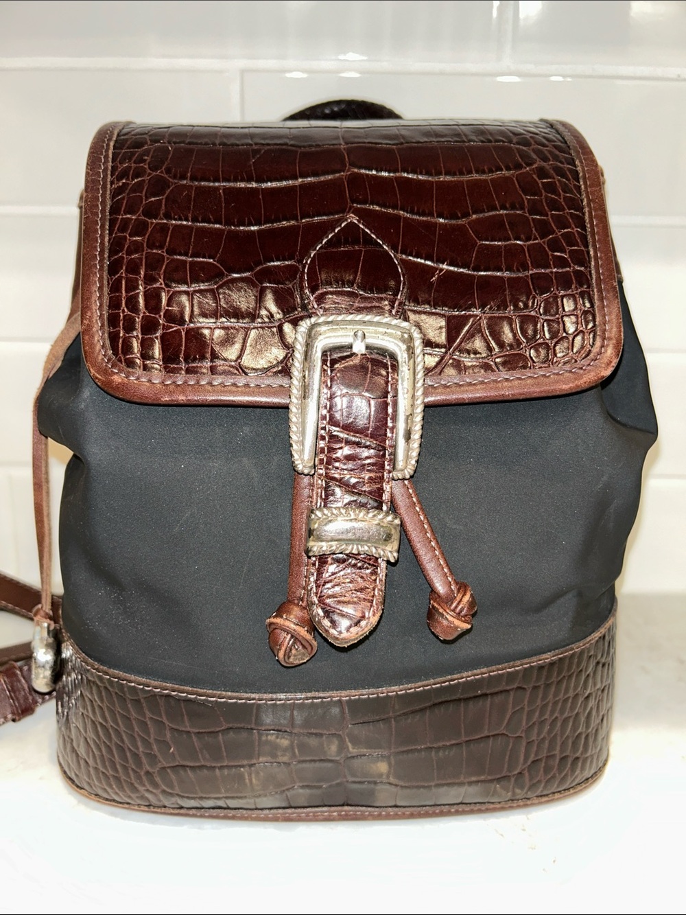 Vintage Brighton Monica Backpack leather & nylon bag